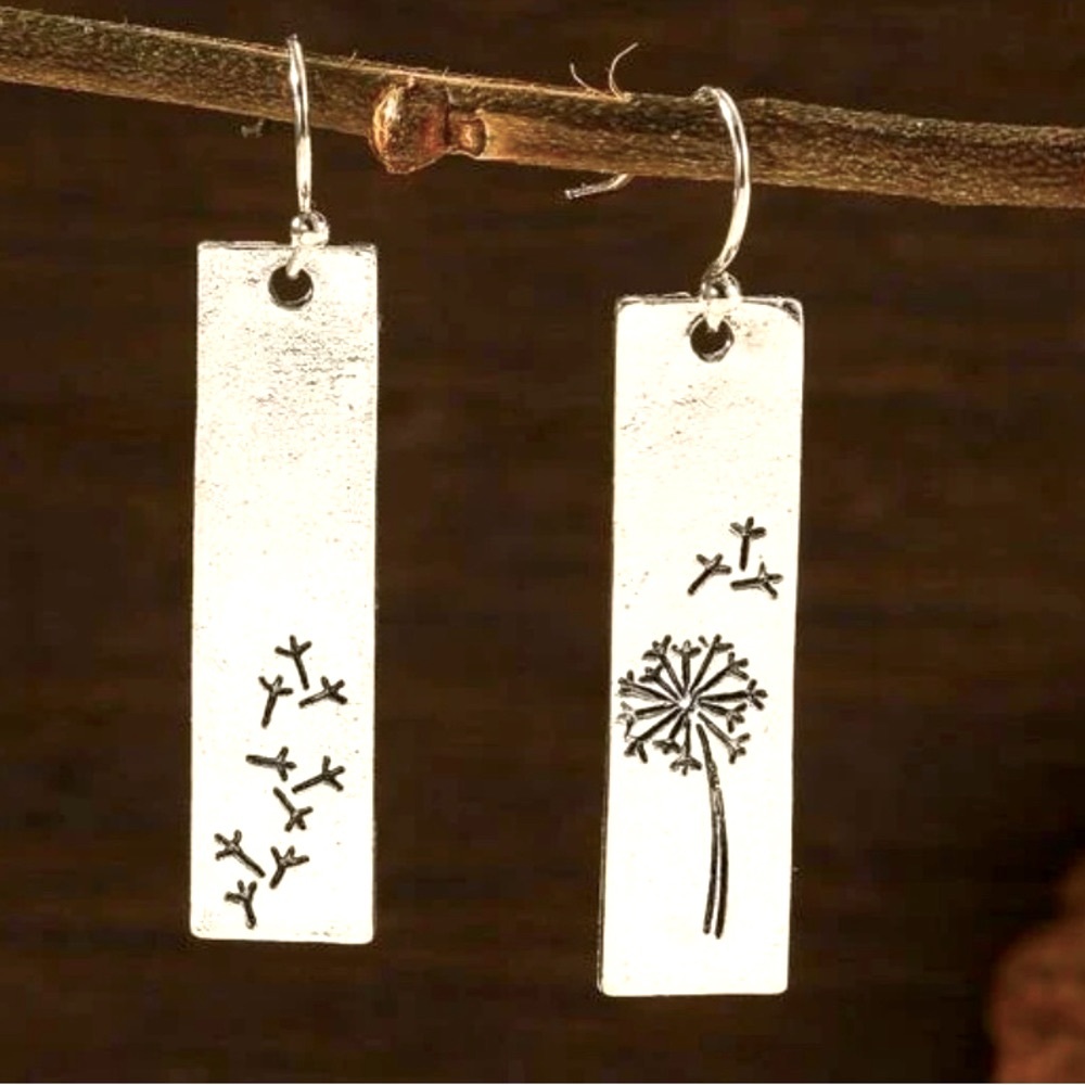 Silver Dandelion Dangle Earrings